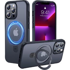 حافظة CASEKOO مصممة لهاتف iPhone 13 Pro Max مع حامل مغناطيسي غير مرئي للحماية من السقوط العسكري متوافقة مع حافظة هاتف MagSafe غير لامعة مقاومة للصدمات لهاتف iPhone 13 Pro Max 6.7 بوصة 2021، أسود in Kuwait