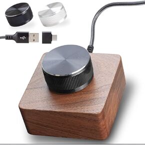 وحدة تحكم في مستوى الصوت Eiszuso USB للتحكم في الصوت ومقبض ضبط الوسائط المتعددة مع قاعدة من خشب الجوز لنظام Win7/8/10 Android MacOS in Kuwait