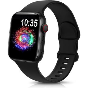 سوار TreasureMax الرياضي متوافق مع أساور ساعة Apple 38 مم 40 مم 41 مم 42 مم 44 مم 45 مم 49 مم، حزام سيليكون ناعم متوافق مع Apple Watch Series 9 Ultra 8 7 6 5 4 3 2 1 SE للرجال والنساء باللون الأسود 38/40/41 مم in Kuwait