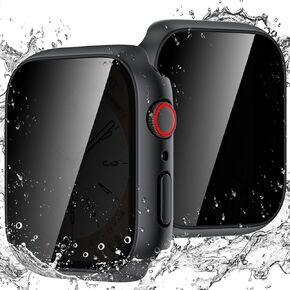 Waterproof Privacy Case for Apple Watch Screen Protector 44mm BlackBlack | for Apple Watch SE3/SE2/SE, Series 6/5/4 Anti-Spy Tempered Glass Film iWatch Cover Slim Hard PC Case Bumper Anti-Scratch in Saudi Arabia