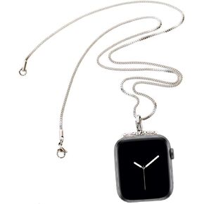 Stainless Steel Chain Necklace Smartwatch Band 38mm Series 3 2 1/40/41mm Series 9/8/7/6/5/4 New Polished Silver Metal Curb Cuban Strap Rope Neckband Replacement Accessories in Saudi Arabia