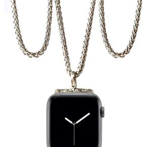 Stainless Steel Chain Necklace Smartwatch Band 38mm Series 3 2 1/40/41mm Series 9/8/7/6/5/4 New Polished Silver Metal Curb Cuban Strap Rope Neckband Replacement Accessories in Saudi Arabia