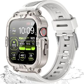 Dsytom Waterproof Case with Band Compatible for Apple Watch Band 45mm 44mm 41mm 40mm for Men,Rugged Smartwatch Strap with Built-in Tempered Glass Screen Protector for iWatch Series 9/8/7/6/5/4/SE/SE2 in Kuwait