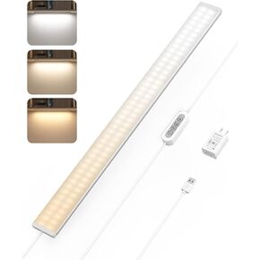 ASOKO Plug-in Under Desk Light, 16Inch LED Workbench Lights with Super Brighten 700Lumen and Smart Memory Function,3 Temps (3000K/4000K/6000K) for Kitchen Sink/Desk/Workbench