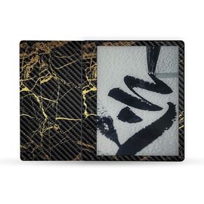 MightySkins Carbon Fiber Skin Compatible with Amazon Kindle Scribe (2022) Full Wrap - Black Gold Marble | Textured Carbon Fiber Finish | Easy to Apply | Made in The USA in Saudi Arabia