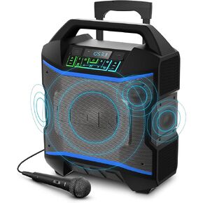 ION Audio Block Rocker - Portable Bluetooth Outdoor Party Speaker with Karaoke Microphone, Battery, 4 Speakers, Radio, USB Port, App, Water-Resistant, 120W in Saudi Arabia