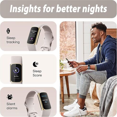 جهاز تتبع اللياقة البدنية والصحة المتقدم Fitbit Charge 5 (أبيض) مع نظام تحديد المواقع العالمي (GPS) المدمج وأدوات إدارة الإجهاد، وحزمة مع شريطين للساعة، وكابل شحن بطول 3.3 قدم، ومحول حائط، ودرع شاشة ومعدات PremGear لـ Fitbit in Saudi Arabia