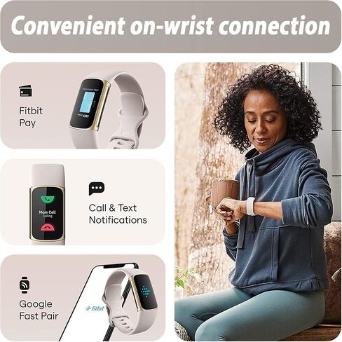 جهاز تتبع اللياقة البدنية والصحة المتقدم Fitbit Charge 5 (أبيض) مع نظام تحديد المواقع العالمي (GPS) المدمج وأدوات إدارة الإجهاد، وحزمة مع شريطين للساعة، وكابل شحن بطول 3.3 قدم، ومحول حائط، ودرع شاشة ومعدات PremGear لـ Fitbit in Saudi Arabia
