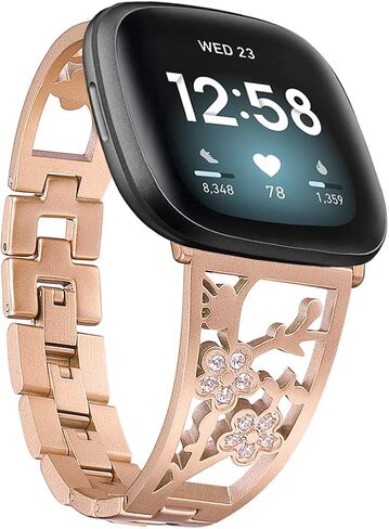 Stainless Steel Bracelet Compatible with Fitbit Sense 2/Sense/Versa 4/Versa 3, Women Bling Replacement Bands Dressy Luxurious Wristbands for Ladies in Kuwait