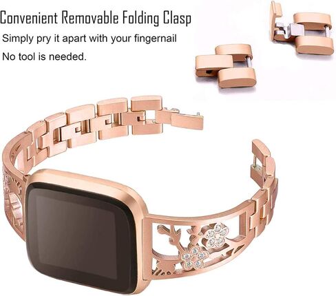 Stainless Steel Bracelet Compatible with Fitbit Sense 2/Sense/Versa 4/Versa 3, Women Bling Replacement Bands Dressy Luxurious Wristbands for Ladies in Kuwait