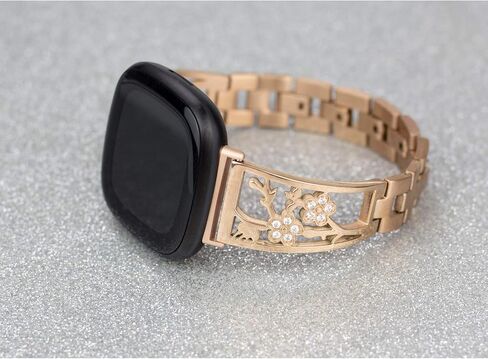Stainless Steel Bracelet Compatible with Fitbit Sense 2/Sense/Versa 4/Versa 3, Women Bling Replacement Bands Dressy Luxurious Wristbands for Ladies in Kuwait