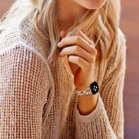 Stainless Steel Bracelet Compatible with Fitbit Sense 2/Sense/Versa 4/Versa 3, Women Bling Replacement Bands Dressy Luxurious Wristbands for Ladies in Kuwait
