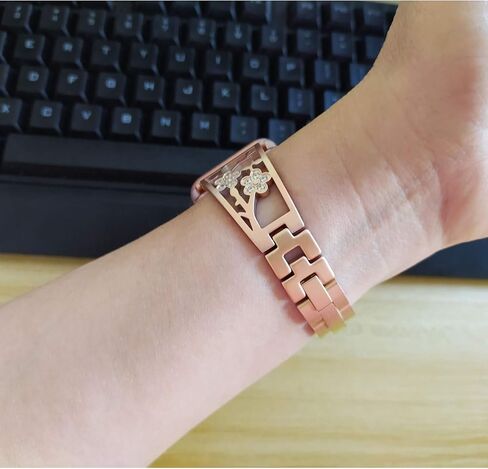 Stainless Steel Bracelet Compatible with Fitbit Sense 2/Sense/Versa 4/Versa 3, Women Bling Replacement Bands Dressy Luxurious Wristbands for Ladies in Kuwait