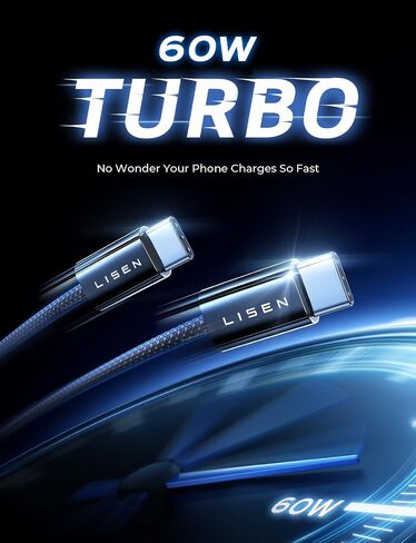 LISEN USB C to USB C Cable, 5-Pack [3.3/3.3/6.6/6.6/10FT] 60W Fast Charging | for iPhone 17/16/15 Series, iPad, Galaxy S26/S25/S24, 5 Pack Gifts for Home, Office, Bed, Car and Travel Charger Cord, Black in Kuwait