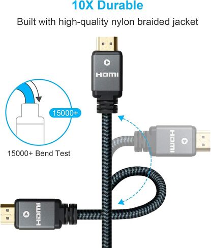 Yauhody 8K HDMI Cable 6.6ft 3 Pack, 48Gbps High Speed HDMI 2.1 (6.6ft 3P) in Kuwait