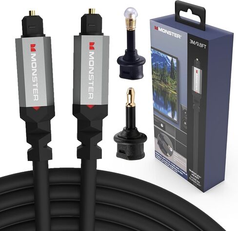 Monster M-Series 1000 Fiber Optical Audio Toslink Cable, Sound Bar Optical Audio Cable with Gold Connectors, 9.8ft in Kuwait