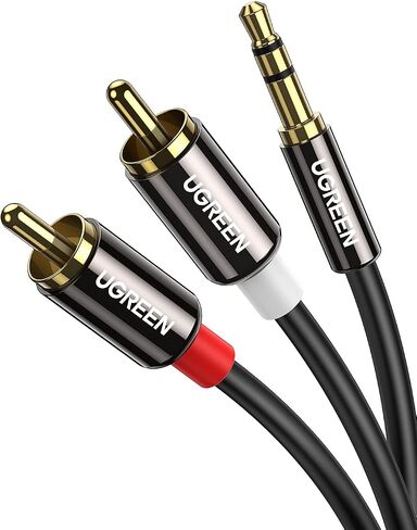 UGREEN 3.5mm to RCA Cable, 6.6FT 2RCA Male to Aux Audio Adapter, HiFi Sound | RCA to Aux Connector for Phone Speaker MP3 Tablet HDTV, Auxiliary 1/8 to RCA Cord Headphone Jack Y Splitter with Metal Shell in Kuwait