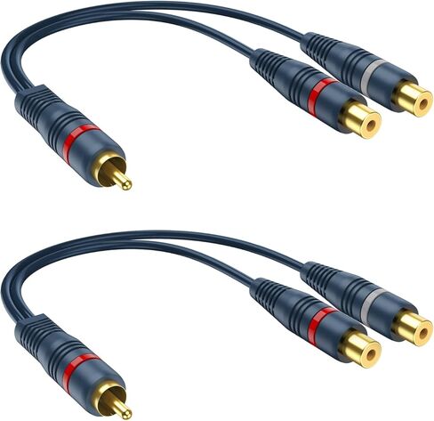DteeDck RCA Splitter 1 ذكر 2 أنثى 5 حزم، RCA Y Splitter RCA كابل الصوت والفيديو محول تمديد سلك 0.2M/0.65ft لمكبر الصوت in Kuwait