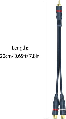 DteeDck RCA Splitter 1 ذكر 2 أنثى 5 حزم، RCA Y Splitter RCA كابل الصوت والفيديو محول تمديد سلك 0.2M/0.65ft لمكبر الصوت in Kuwait