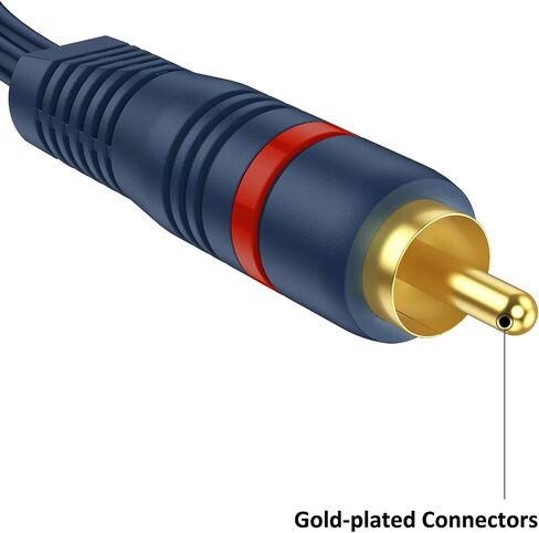 RCA Splitter 1 Female to 2 Male 2 Pack, RCA Y Splitter Audio Cable Split | Dark Blue Adapter 8 inch for TV Subwoofer Car Stereo Speaker Amplifer in Kuwait