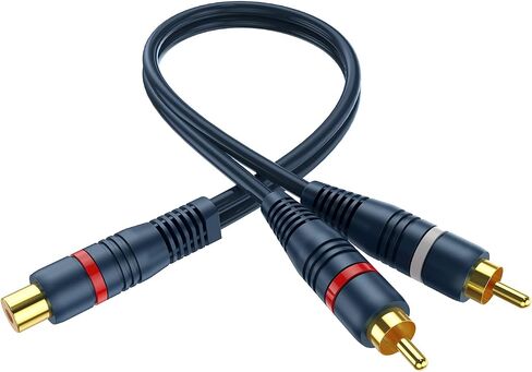 RCA Splitter 1 Female to 2 Male 2 Pack, RCA Y Splitter Audio Cable Split | Dark Blue Adapter 8 inch for TV Subwoofer Car Stereo Speaker Amplifer in Kuwait