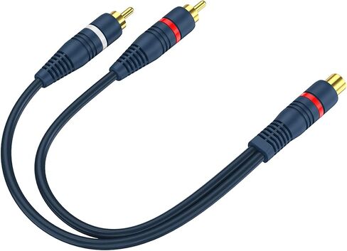 RCA Splitter 1 Female to 2 Male 2 Pack, RCA Y Splitter Audio Cable Split | Dark Blue Adapter 8 inch for TV Subwoofer Car Stereo Speaker Amplifer in Kuwait