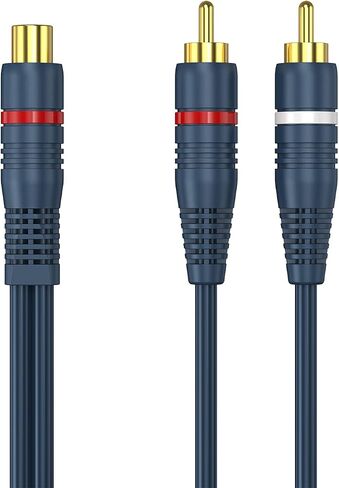 RCA Splitter 1 Female to 2 Male 2 Pack, RCA Y Splitter Audio Cable Split | Dark Blue Adapter 8 inch for TV Subwoofer Car Stereo Speaker Amplifer in Kuwait