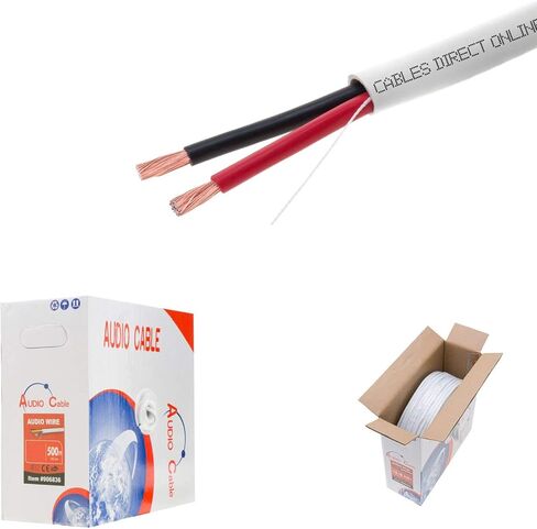 500 قدم 16AWG 2 موصلات (16/2) كابل مكبر صوت مصنف CL2 مواصفات حقيقية وقياس سلك LED منخفض الجهد، صندوق سحب (للتركيب داخل الجدار) (16AWG / 2 موصلات، 500 قدم) in Kuwait