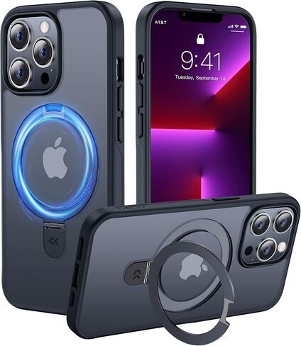 حافظة CASEKOO مصممة لهاتف iPhone 13 Pro Max مع حامل مغناطيسي غير مرئي للحماية من السقوط العسكري متوافقة مع حافظة هاتف MagSafe غير لامعة مقاومة للصدمات لهاتف iPhone 13 Pro Max 6.7 بوصة 2021، أسود in Kuwait