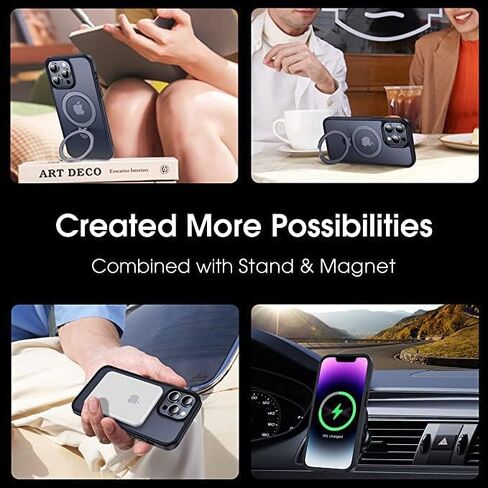 حافظة CASEKOO مصممة لهاتف iPhone 13 Pro Max مع حامل مغناطيسي غير مرئي للحماية من السقوط العسكري متوافقة مع حافظة هاتف MagSafe غير لامعة مقاومة للصدمات لهاتف iPhone 13 Pro Max 6.7 بوصة 2021، أسود in Kuwait