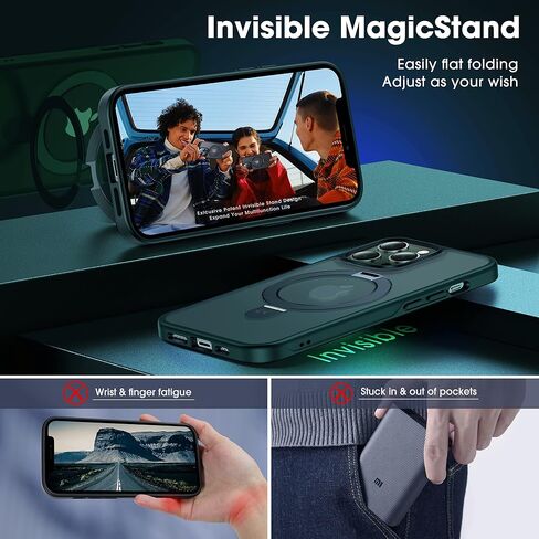 CASEKOO Designed for iPhone 16 Pro Max Case with Magnetic Invisible Stand [Military Drop Protection] [Compatible with MagSafe] Shockproof Slim Translucent Matte Promax Case 6.9 Inch 2024, Black in Saudi Arabia