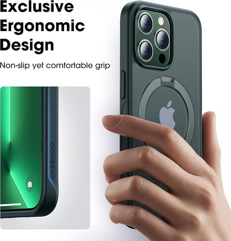 CASEKOO Designed for iPhone 16 Pro Max Case with Magnetic Invisible Stand [Military Drop Protection] [Compatible with MagSafe] Shockproof Slim Translucent Matte Promax Case 6.9 Inch 2024, Black in Saudi Arabia