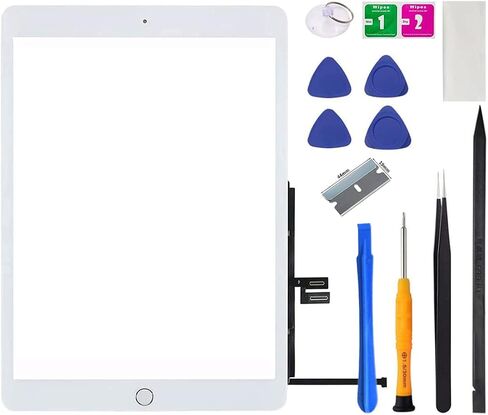 لجهاز iPad 7 7th / 8 8th Gen محول رقمي لاستبدال الشاشة 2019/2020 10.2 بوصة زجاج يعمل باللمس، للجيل السابع أو الثامن A2197 A2198 A2200، A2270 A2428 A2429 A2430 مع زر الصفحة الرئيسية، طقم إصلاح (أسود) in Kuwait