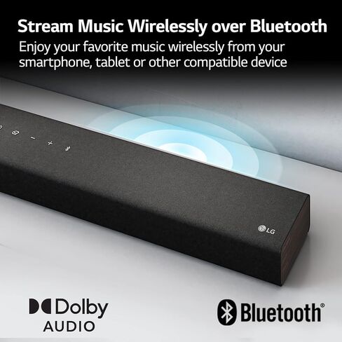 LG S65Q.DUSALLK مكبرات صوت صوتية عالية الدقة للتلفزيون، DTS Virtual:X، Synergy TV، Meridian، HDMI، مضخم صوت لاسلكي، أسود، 3.1 قناة in Kuwait