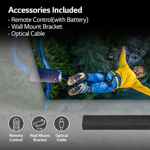 LG S65Q.DUSALLK مكبرات صوت صوتية عالية الدقة للتلفزيون، DTS Virtual:X، Synergy TV، Meridian، HDMI، مضخم صوت لاسلكي، أسود، 3.1 قناة in Kuwait