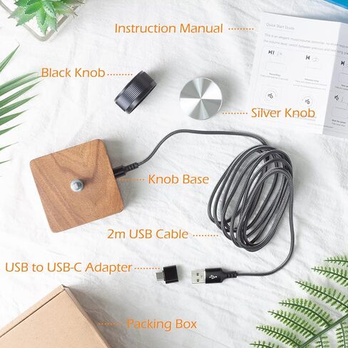 وحدة تحكم في مستوى الصوت Eiszuso USB للتحكم في الصوت ومقبض ضبط الوسائط المتعددة مع قاعدة من خشب الجوز لنظام Win7/8/10 Android MacOS in Kuwait