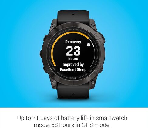Garmin epix Pro (الجيل 2) إصدار Sapphire، 51 ملم، ساعة ذكية عالية الأداء، تقنية تدريب متقدمة، مصباح يدوي مدمج، أسود in Kuwait