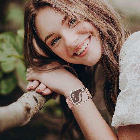 حلقة منفردة مضفرة وقابلة للتمدد متوافقة مع سوار ساعة Apple 38 مم 40 مم 41 مم 42 مم 44 مم 45 مم 49 مم للنساء والرجال، أساور معصم من النايلون المطاطي لسلسلة iWatch 9 8 7 6 SE 5 4 3 2 1 Ultra Ultra 2 in Kuwait