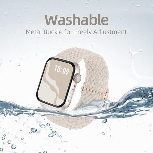 حلقة منفردة مضفرة وقابلة للتمدد متوافقة مع سوار ساعة Apple 38 مم 40 مم 41 مم 42 مم 44 مم 45 مم 49 مم للنساء والرجال، أساور معصم من النايلون المطاطي لسلسلة iWatch 9 8 7 6 SE 5 4 3 2 1 Ultra Ultra 2 in Kuwait