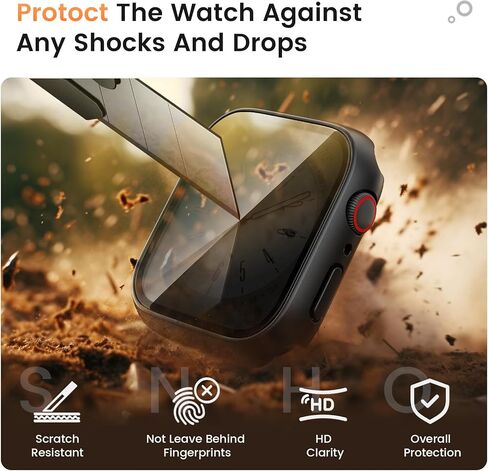 [2 Pack] Goton Waterproof Privacy Case for Apple Watch Series 9 8 7 45mm, Hard PC Bumper with HD [True 28°Anti Spy] Private Tempered Glass Screen Protector for iWatch Cover Accessories Women Men in Kuwait