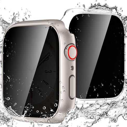 [2 Pack] Goton Waterproof Privacy Case for Apple Watch Series 9 8 7 45mm, Hard PC Bumper with HD [True 28°Anti Spy] Private Tempered Glass Screen Protector for iWatch Cover Accessories Women Men in Kuwait