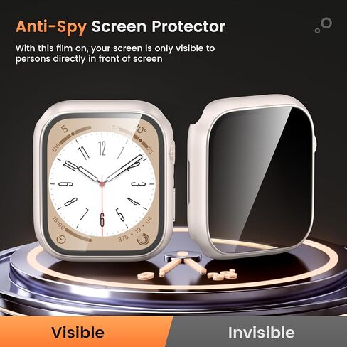 [2 Pack] Goton Waterproof Privacy Case for Apple Watch Series 9 8 7 45mm, Hard PC Bumper with HD [True 28°Anti Spy] Private Tempered Glass Screen Protector for iWatch Cover Accessories Women Men in Kuwait