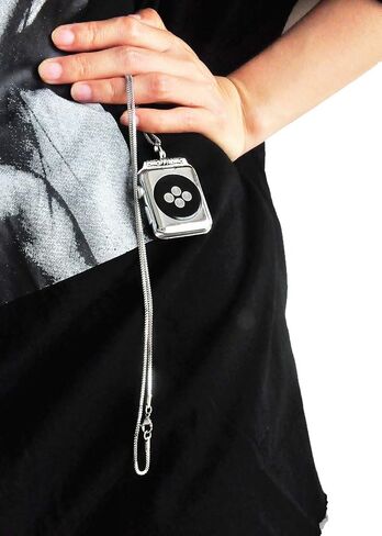 Stainless Steel Chain Necklace Smartwatch Band 38mm Series 3 2 1/40/41mm Series 9/8/7/6/5/4 New Polished Silver Metal Curb Cuban Strap Rope Neckband Replacement Accessories in Kuwait