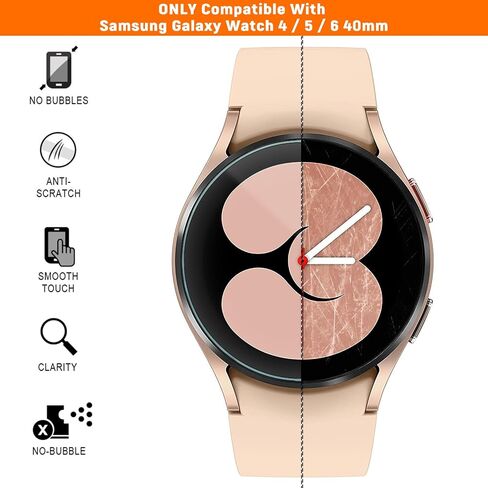 SPGUARD [4 Pack] Galaxy Watch 6 40mm Screen Protector & Watch 5 40mm/ Watch 4 40mm Protector,Tempered Glass Accessories for Samsung Watch 6/5/4 40mm in Saudi Arabia