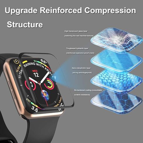 EWUONU [عبوة من قطعتين] واقي شاشة Apple Watch Series 9 Series 8/7 زجاج مقسى 45 مم، تغطية كاملة ثلاثية الأبعاد [إطار سهل التركيب] طبقة شفافة عالية الدقة مقاومة للماء وخالية من الفقاعات ومضادة للخدش لسلسلة iWatch 9/8/7 45 مم in Kuwait