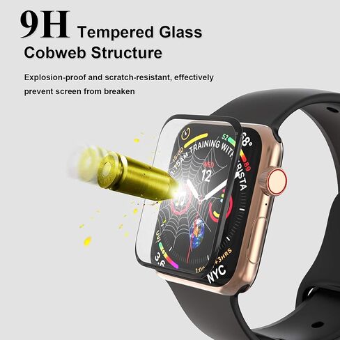 EWUONU [عبوة من قطعتين] واقي شاشة Apple Watch Series 9 Series 8/7 زجاج مقسى 45 مم، تغطية كاملة ثلاثية الأبعاد [إطار سهل التركيب] طبقة شفافة عالية الدقة مقاومة للماء وخالية من الفقاعات ومضادة للخدش لسلسلة iWatch 9/8/7 45 مم in Kuwait