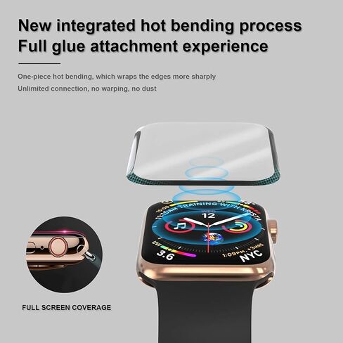 EWUONU [عبوة من قطعتين] واقي شاشة Apple Watch Series 9 Series 8/7 زجاج مقسى 45 مم، تغطية كاملة ثلاثية الأبعاد [إطار سهل التركيب] طبقة شفافة عالية الدقة مقاومة للماء وخالية من الفقاعات ومضادة للخدش لسلسلة iWatch 9/8/7 45 مم in Kuwait
