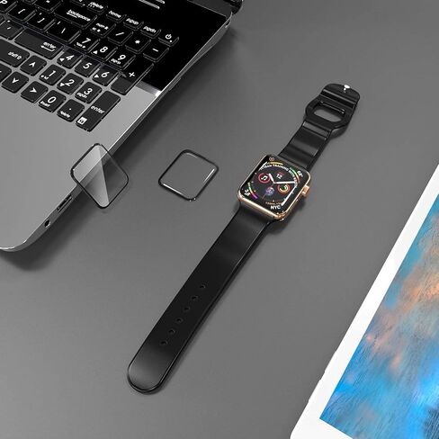 EWUONU [عبوة من قطعتين] واقي شاشة Apple Watch Series 9 Series 8/7 زجاج مقسى 45 مم، تغطية كاملة ثلاثية الأبعاد [إطار سهل التركيب] طبقة شفافة عالية الدقة مقاومة للماء وخالية من الفقاعات ومضادة للخدش لسلسلة iWatch 9/8/7 45 مم in Kuwait