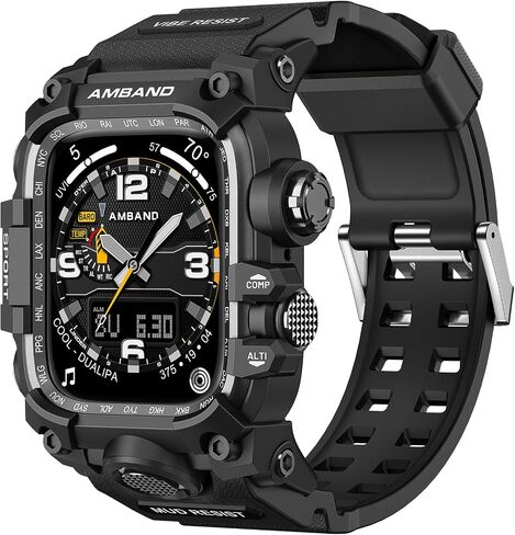 amBand Bands Case Screen Protector Compatible with Apple Watch Ultra 3/2/1 49mm for Men, M3 Rugged Protective Case with Band and 9H Tempered Glass for iWatch Ultra 49mm Men Black in Kuwait