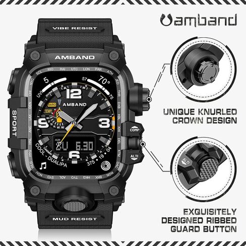 amBand Bands Case Screen Protector Compatible with Apple Watch Ultra 3/2/1 49mm for Men, M3 Rugged Protective Case with Band and 9H Tempered Glass for iWatch Ultra 49mm Men Black in Kuwait